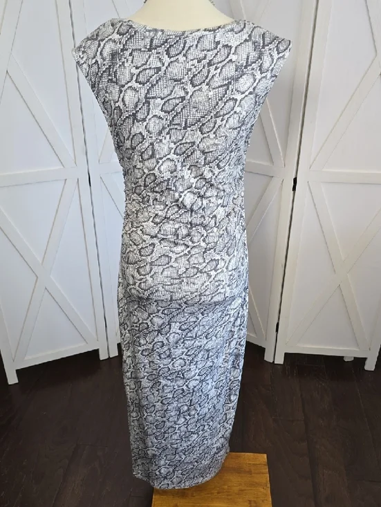Bar III Gray and White Snake-Print Sleeveless Maxi Dress - Picture 5 of 9